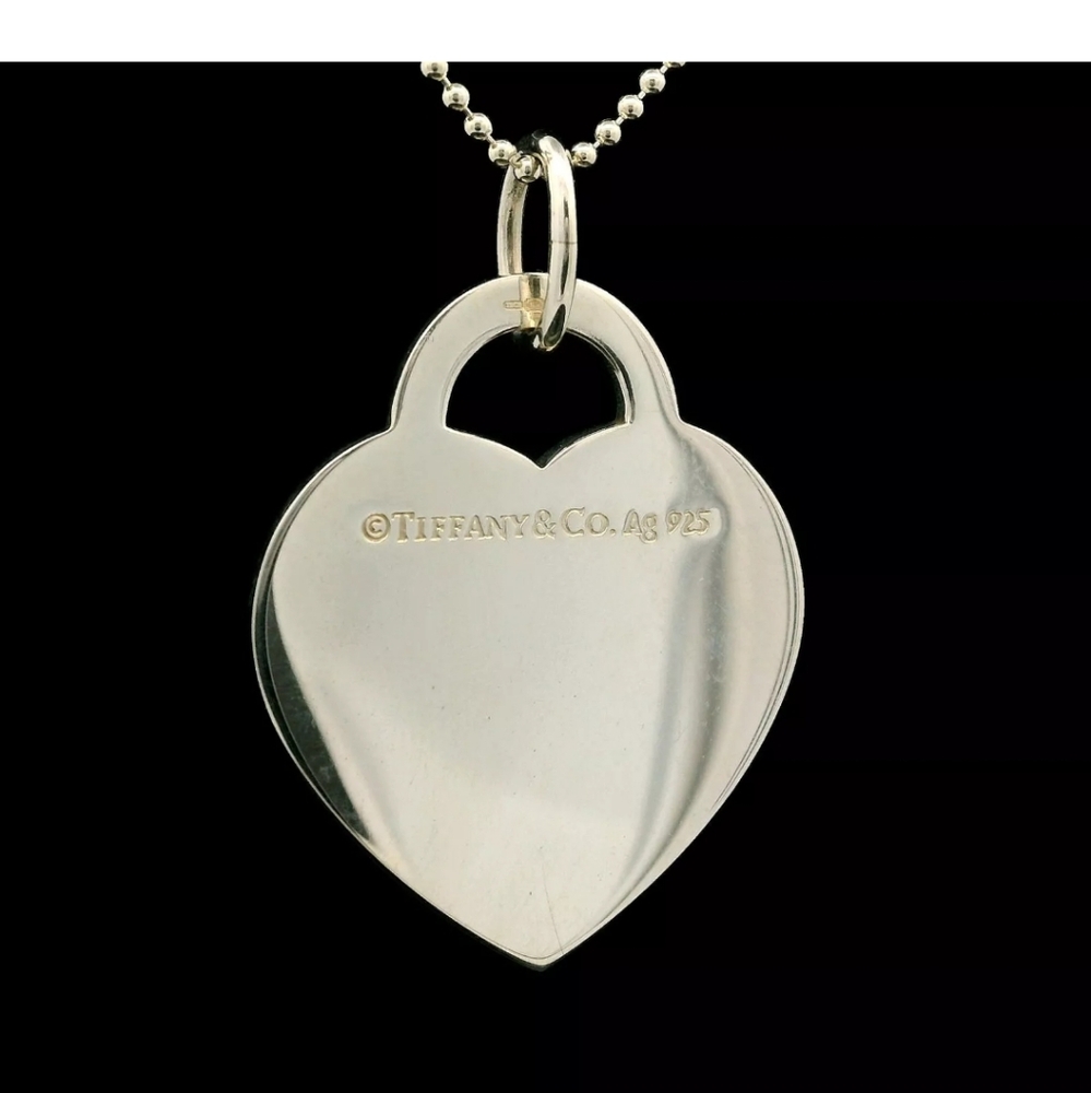 Tiffany & Co. RTT Blue Enamel Rim Heart Pendant New - Picture 4 of 6